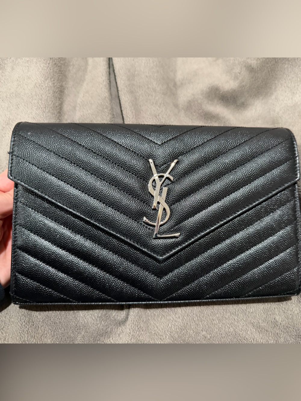 Yves Saint Laurent Black Leather Wallet Clutch